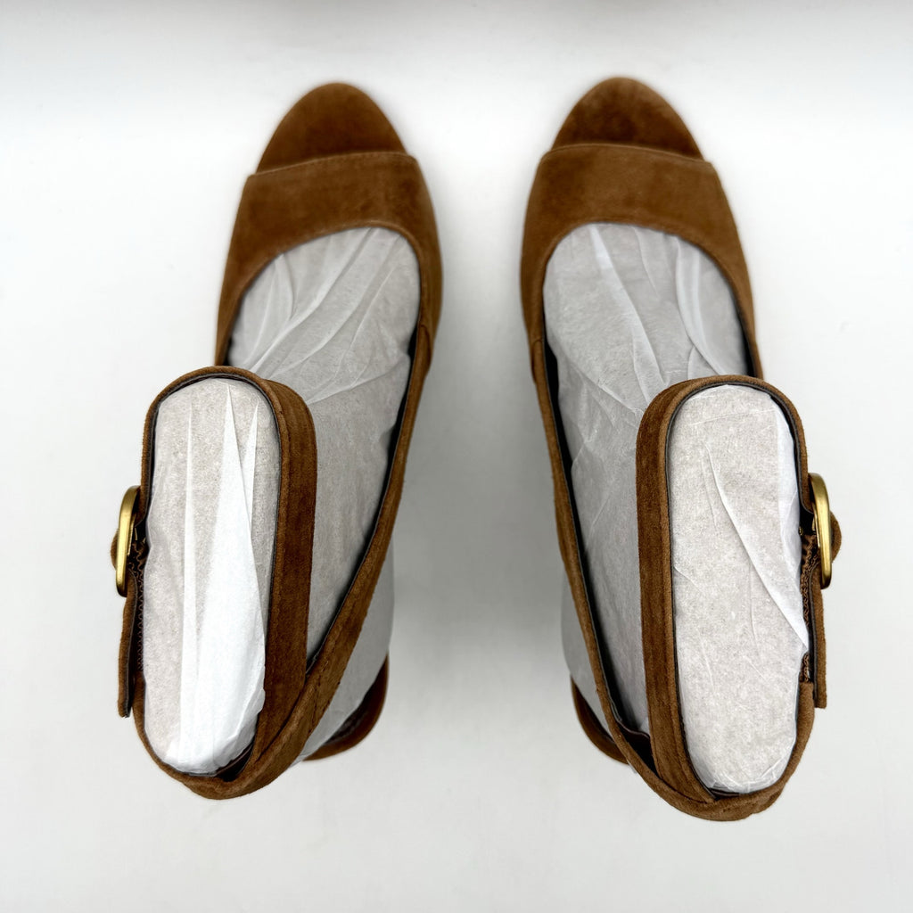Vince Camuto Womens Pavles Ankle Strap Heeled Sandals US 6.5 M Brown Suede NIB