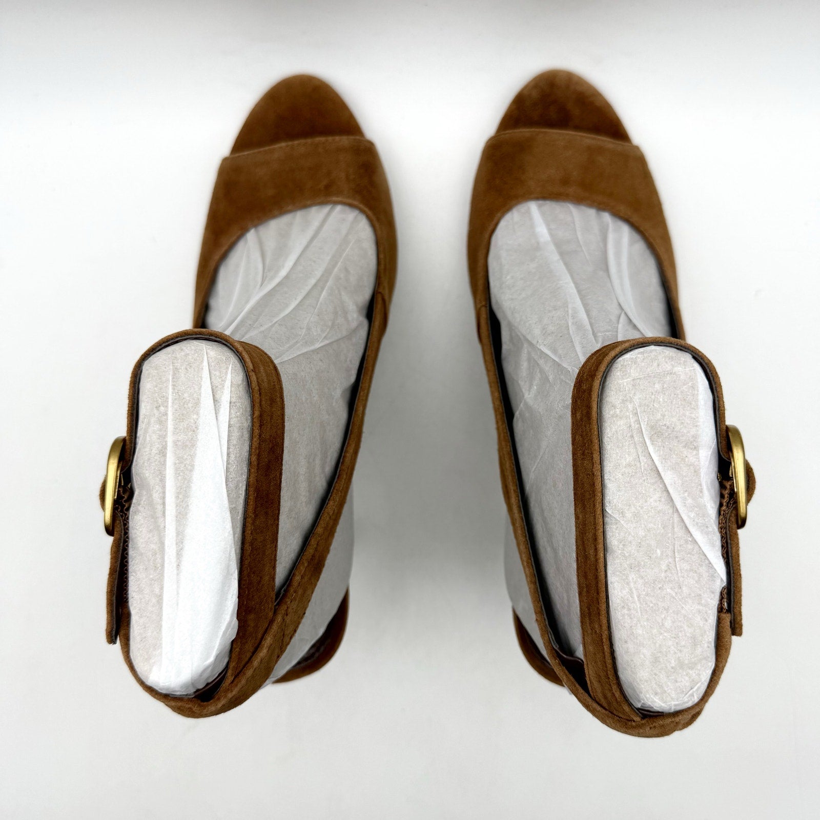 Vince Camuto Womens Pavles Ankle Strap Heeled Sandals US 6.5 M Brown Suede NIB