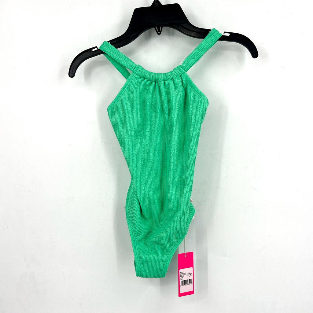 SEAFOLLY Girls Essential Crossback One Piece US 8 Jade Green High Neck NWT