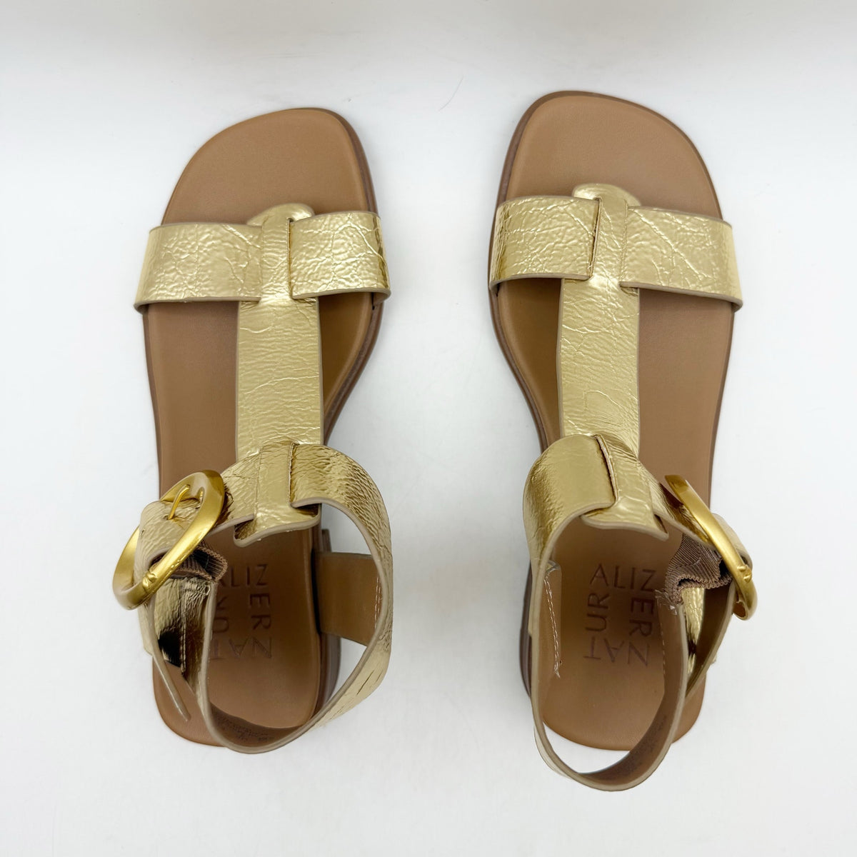 Naturalizer Womens Brandy Sandals Size 5 M EU 35 Dark Gold Vegan Leather NWOT