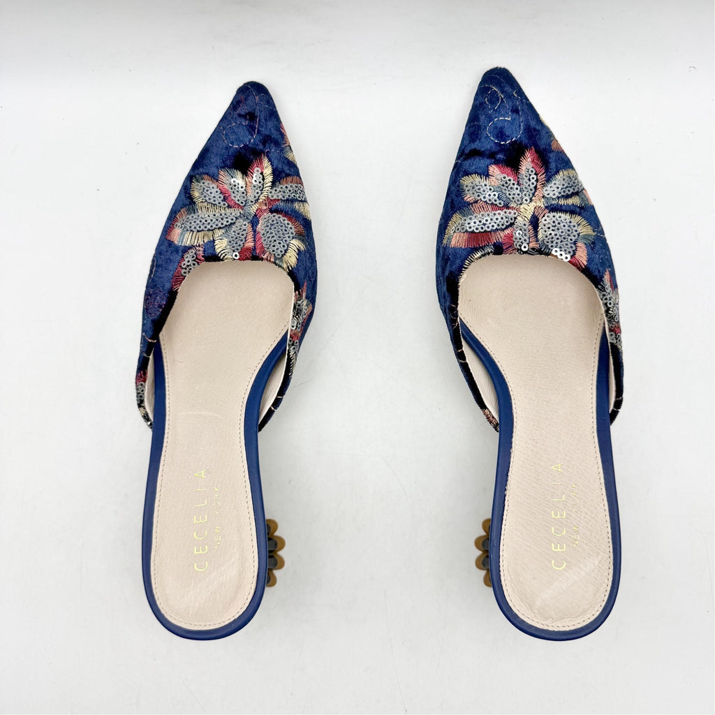 Cecelia New York Womens Melony Heeled Sandals US 6 Blue Sequins NWOB