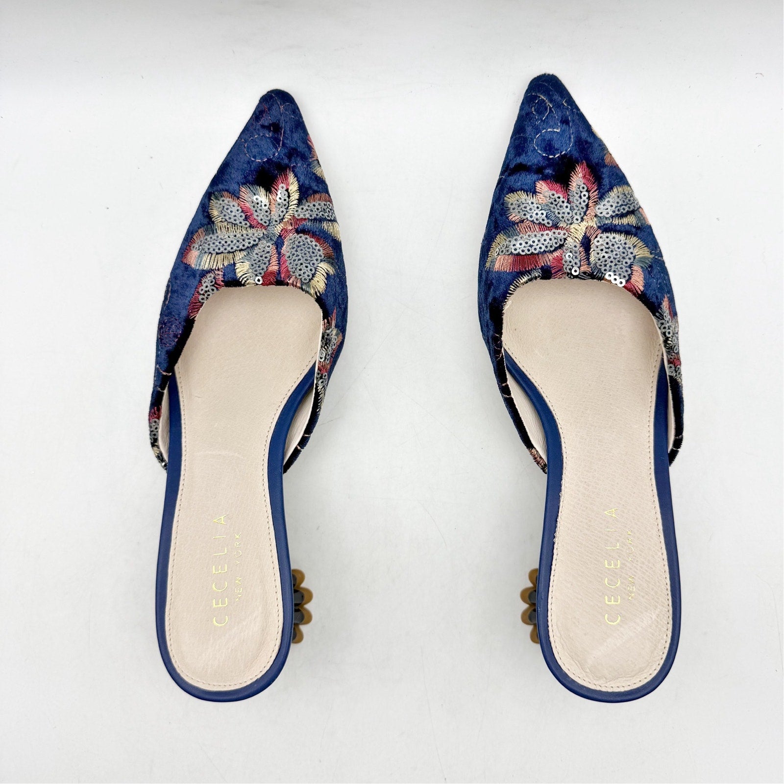 Cecelia New York Womens Melony Heeled Sandals US 6 Blue Sequins NWOB