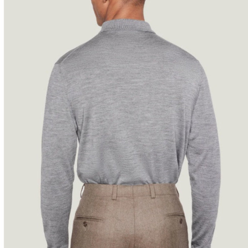 JACK VICTOR Men's Redfren Polo Shirt XL Grey Wool Silk Cashmere Sweater NWOT