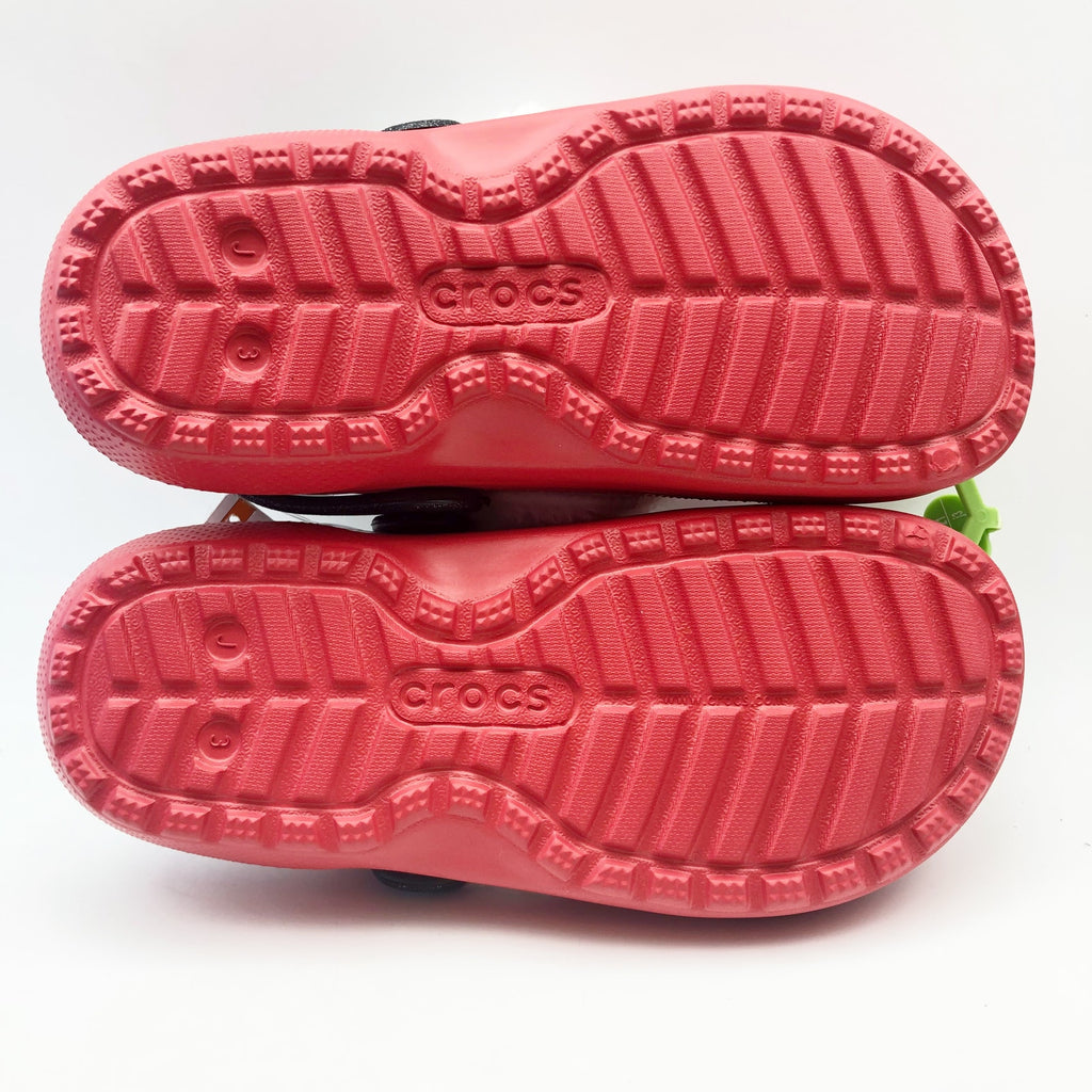 Crocs Unisex Kids Santa Classic Clogs Size J 3 Festive Red White Black NWT