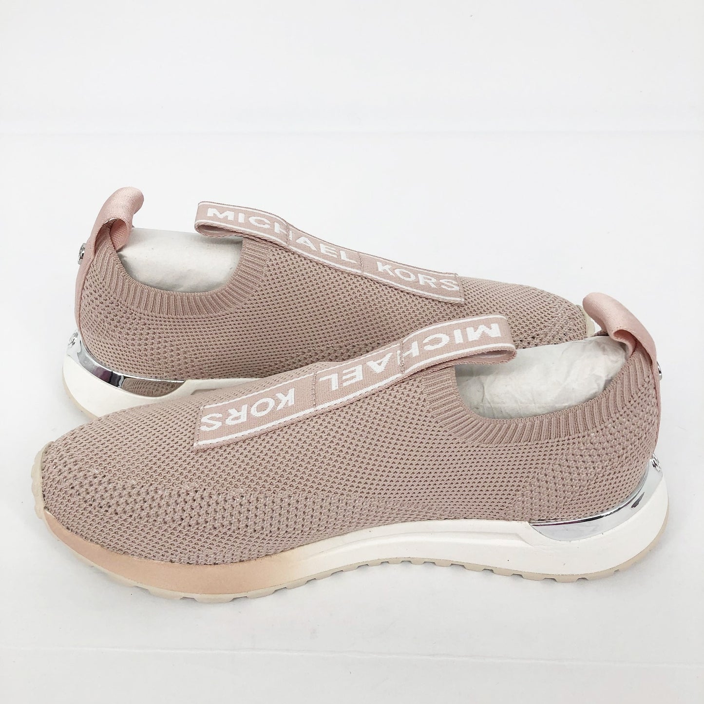 MICHAEL KORS Womens Bodie Mesh Slip-On Sneaker 6 Light Pink Logo Tape NWOB