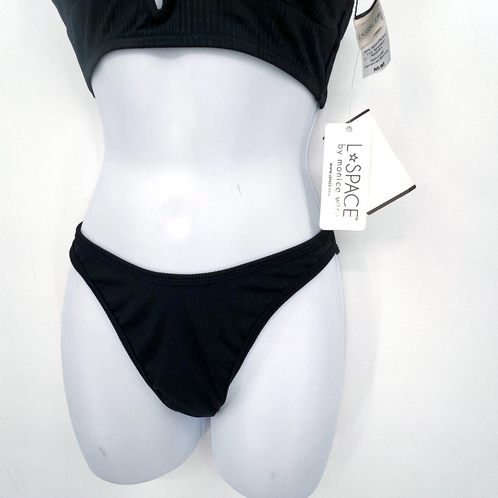 L*SPACE Bikini Siren Top & Dominic Bottom Bitsy Medium Black NWT