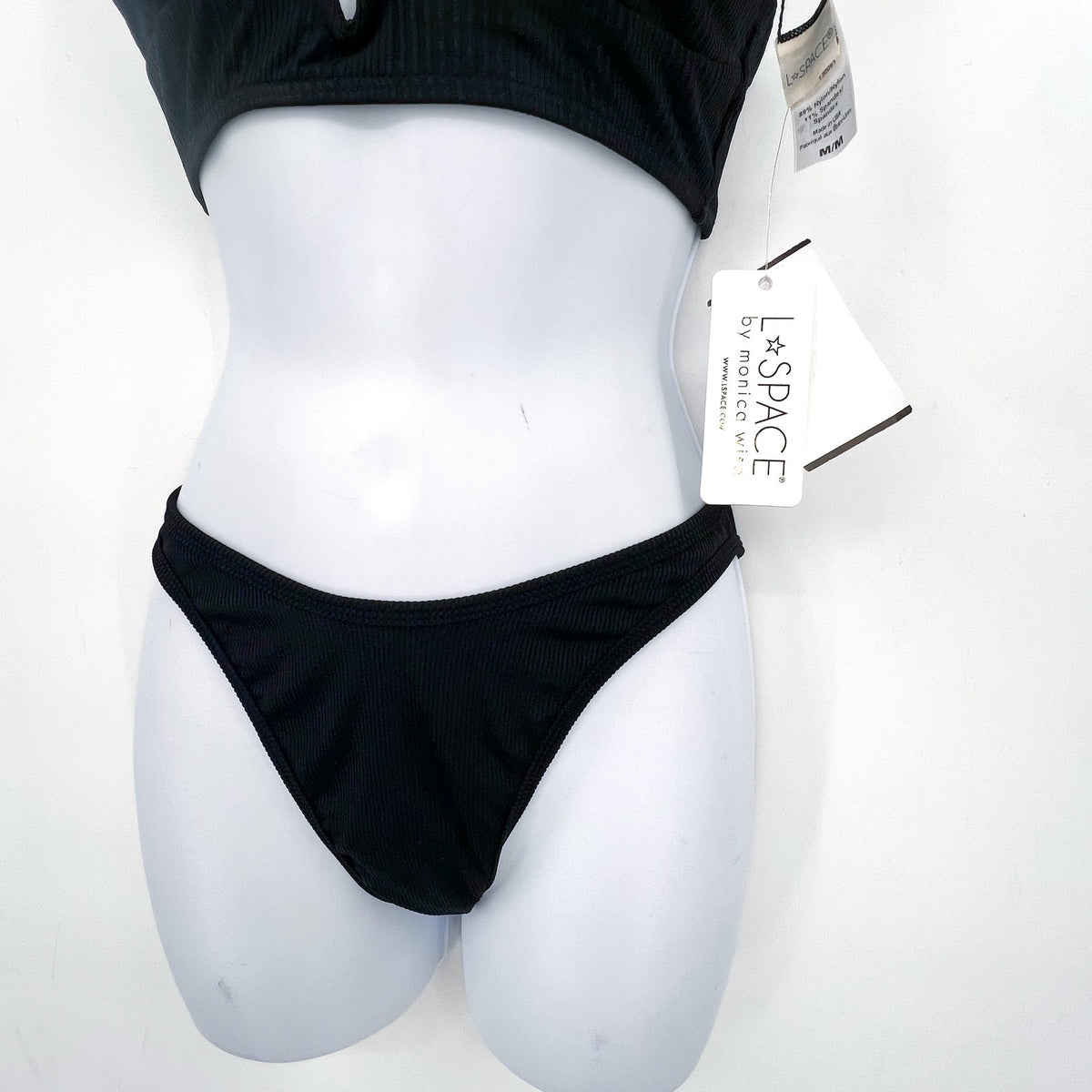 L*SPACE Bikini Siren Top & Dominic Bottom Bitsy Medium Black NWT