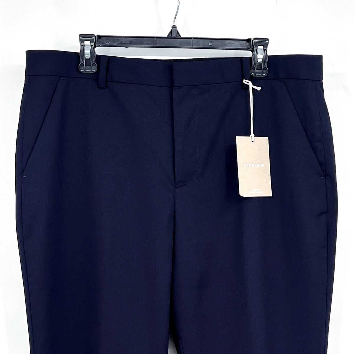 EVERLANE Men's Italian Wool Dress Pants 35x32 Navy Blue Flat Front NWT