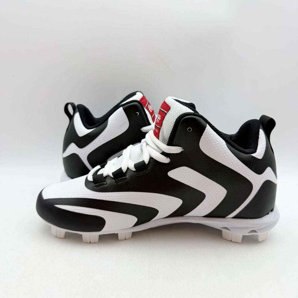 Rawlings Boys Rookie Mid Baseball Cleats US 4 EU 36 Black White NIB
