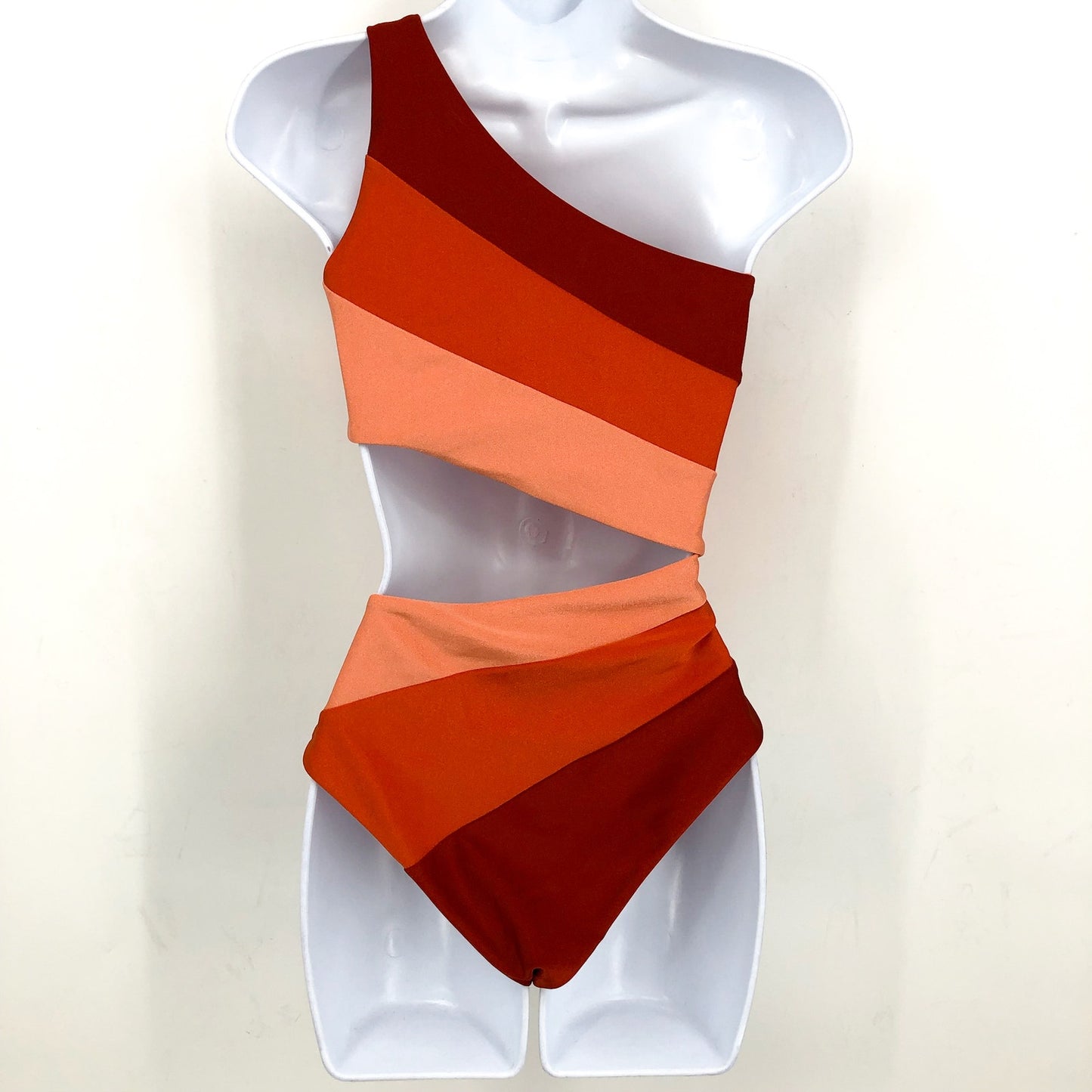 BEACH RRIOT Joyce One Piece Swimsuit Medium Orange Desert Clay Colorblock