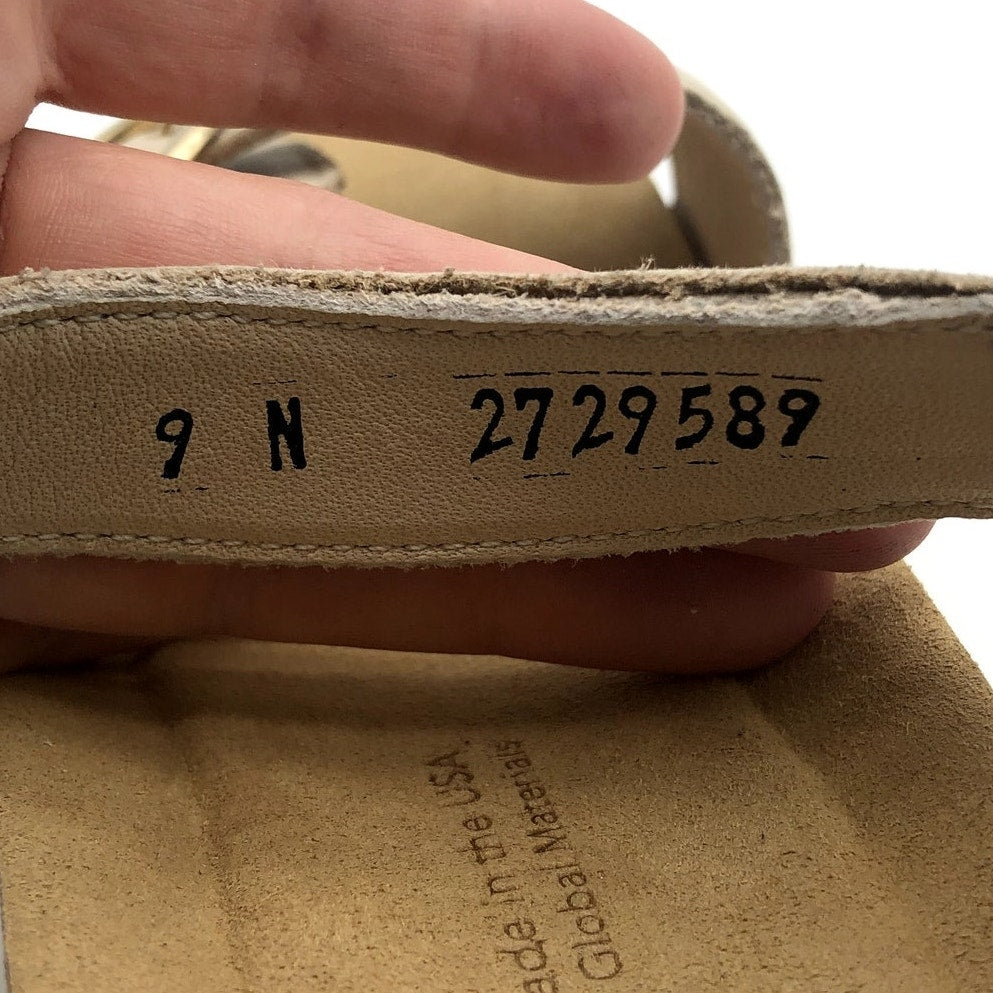 SAS Womens Seight Wedge Sandals Size 9 Narrow Gold Beige Leather NIB