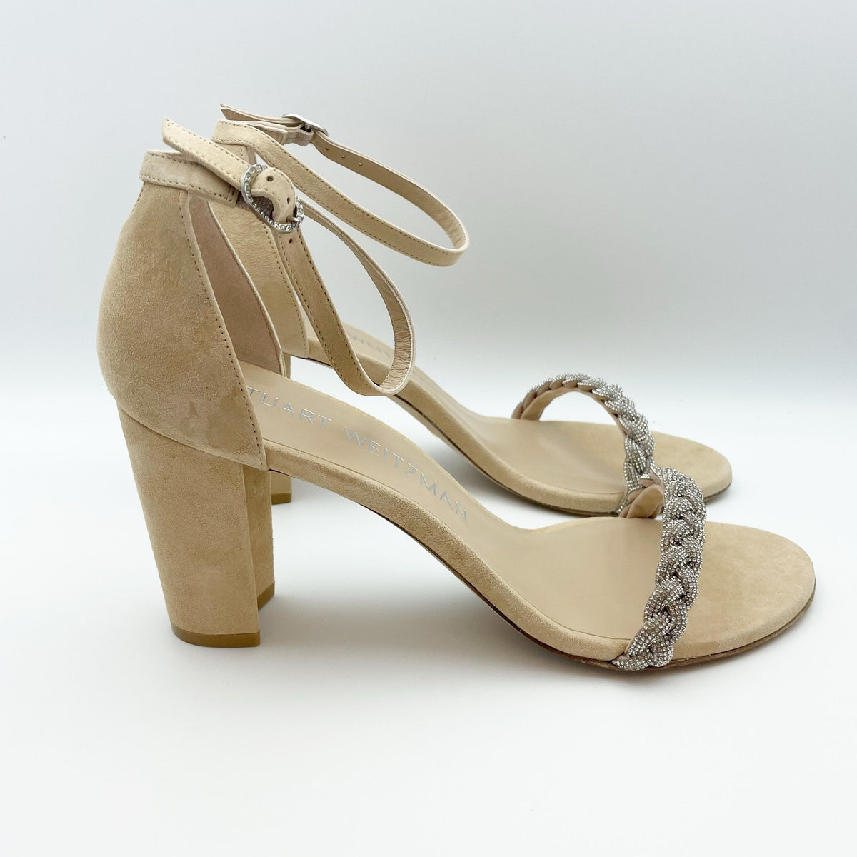 Stuart Weitzman Womens Nearlynude Highshine Sandal Size 11 Adobe Beige Heel NWOB