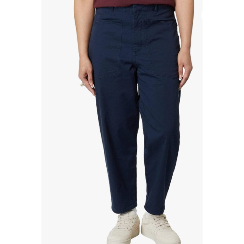 LABEL Womens Go-To Pants Small Navy Blue Relaxed Fit High Rise Crop Pockets NWT