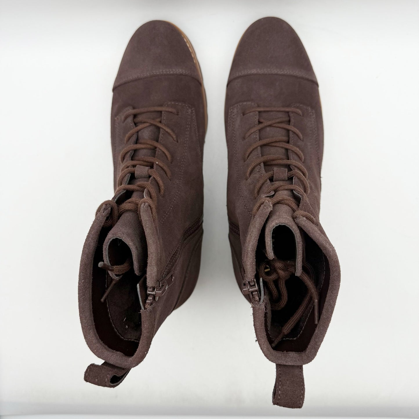 VIONIC Womens Lani ll Combat Boot US 8 Wide Brown Suede Water Repellent NWOB