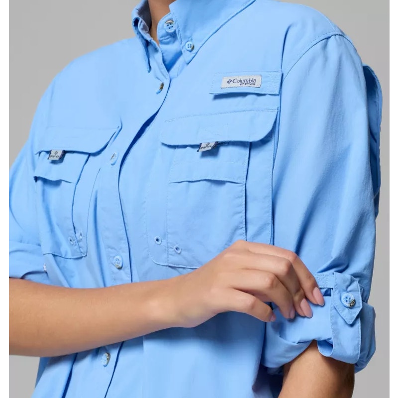 COLUMBIA Women's PFG Bahama II Shirt Large Blue Long Sleeve UPF 50 NWT