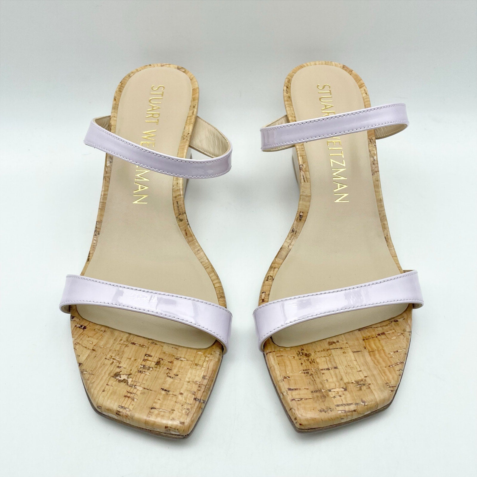 Stuart Weitzman Womens Aleena 50 Wedge Sandals Size 8 EU 38.5 Lilac Leather NWOB