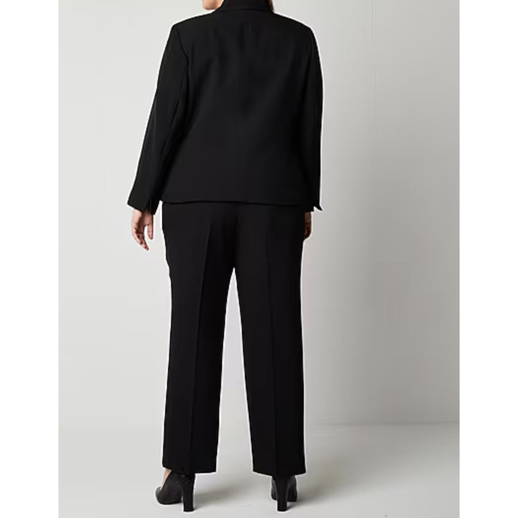 LE SUIT Women's Straight Leg Suit Pants Size 18 Black Flat Front Stretch NWOT