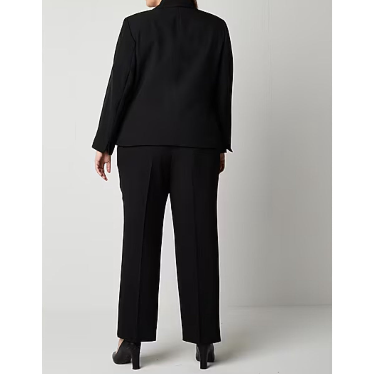 LE SUIT Women's Straight Leg Suit Pants Size 18 Black Flat Front Stretch NWOT
