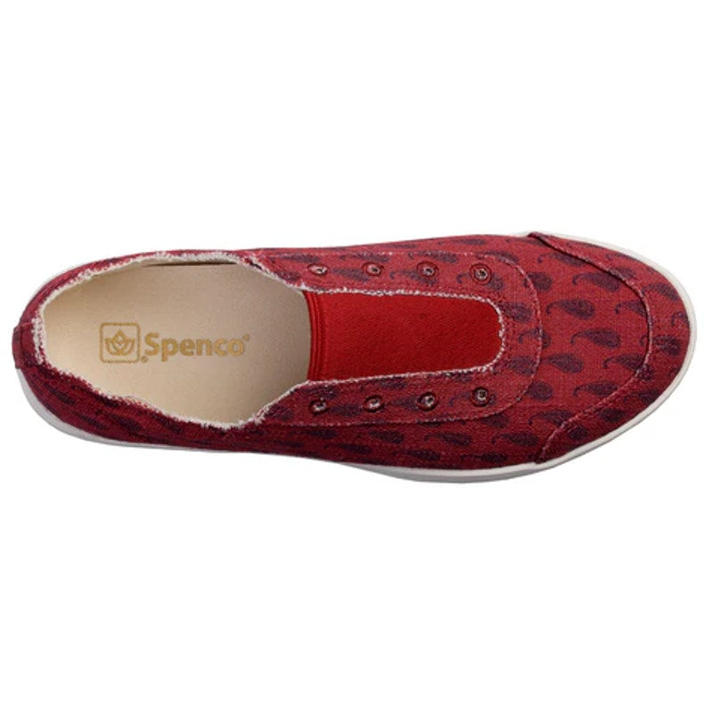 Spenco Womens Santa Maria Batik Sneakers Size 8 Red Canvas Casual Slip On NIB