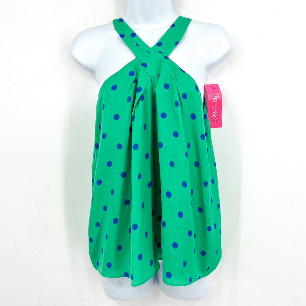LILLY PULITZER Womens Rori Halter Top Small Botanical Green Hotter Spot NWT
