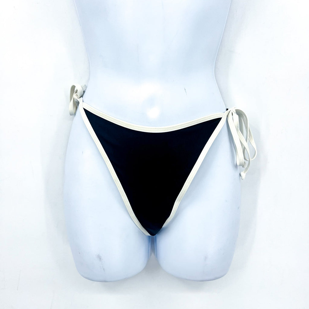 L*Space Women's Levy Classic Bikini Bottoms Large Black White Adjustable Tie NWT