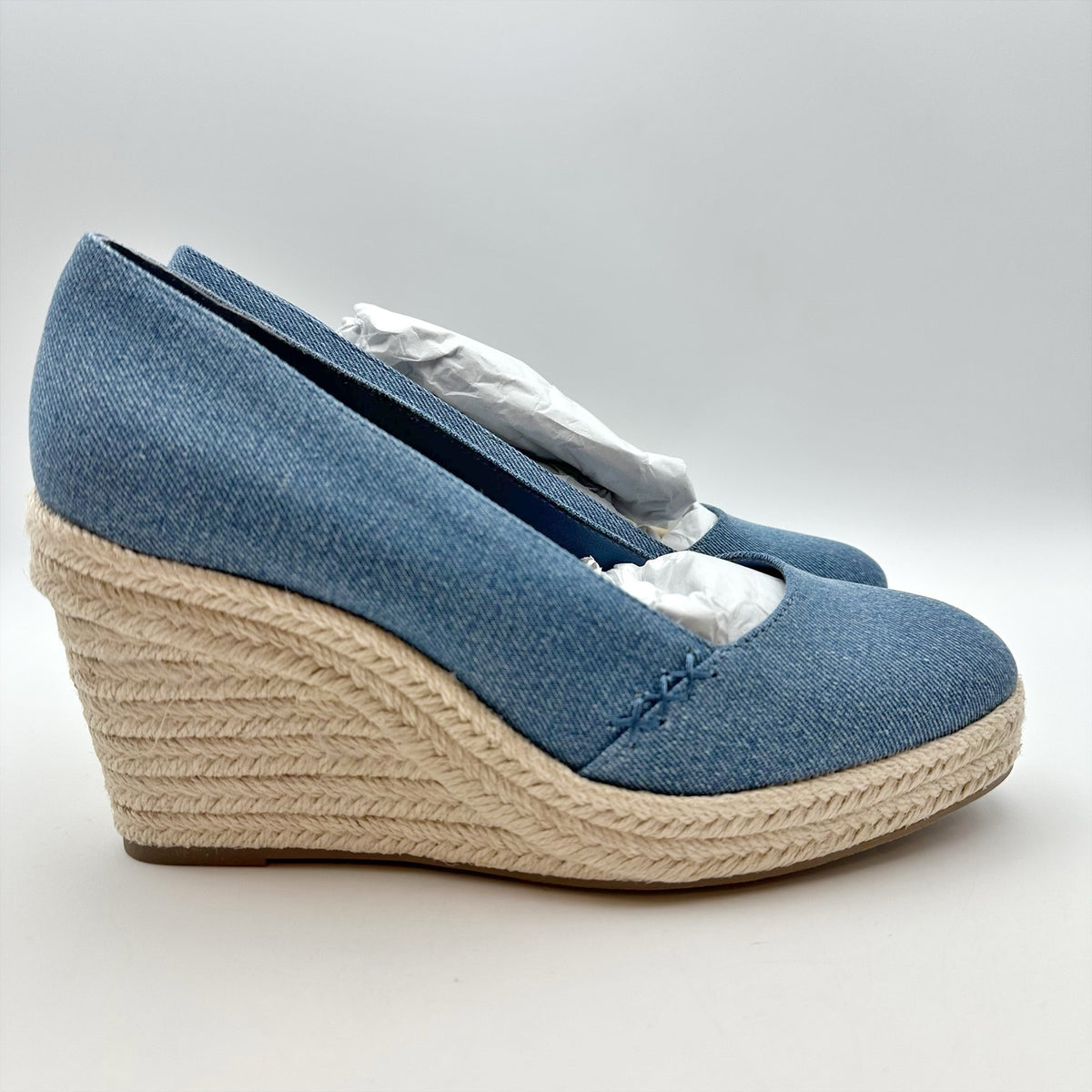 Lucky Brand Womens Imula Espadrille Wedge Heels Size 8.5 Blue Canvas NIB