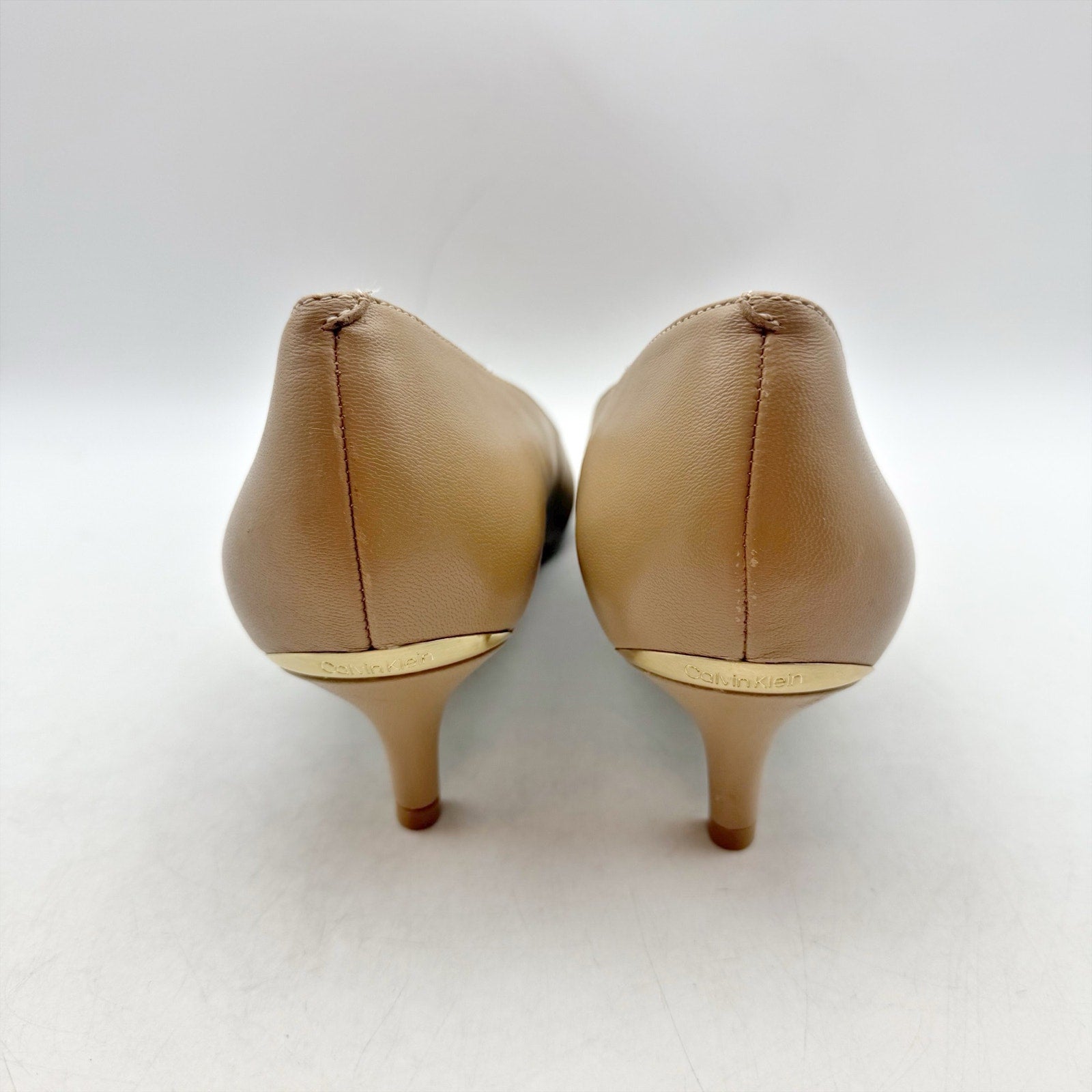 Calvin Klein Womens Gabrianna Pumps Size 9.5 M Sand Beige Leather Heels NWOB