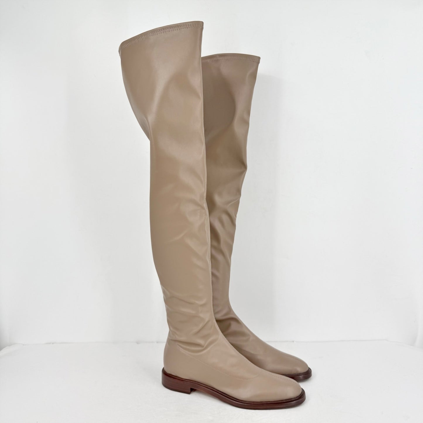 Schutz Womens Kaolin Over The Knee Flat Boots US 8 B EU 38.5 Beige NWOB