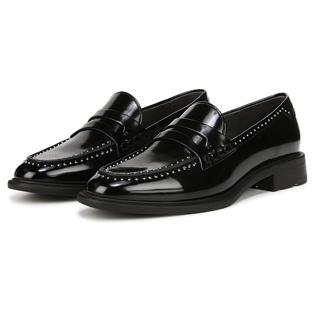 Franco Sarto Womens Eden Studded Loafers Size 5.5 M EU 35.5 Black Slip On NIB