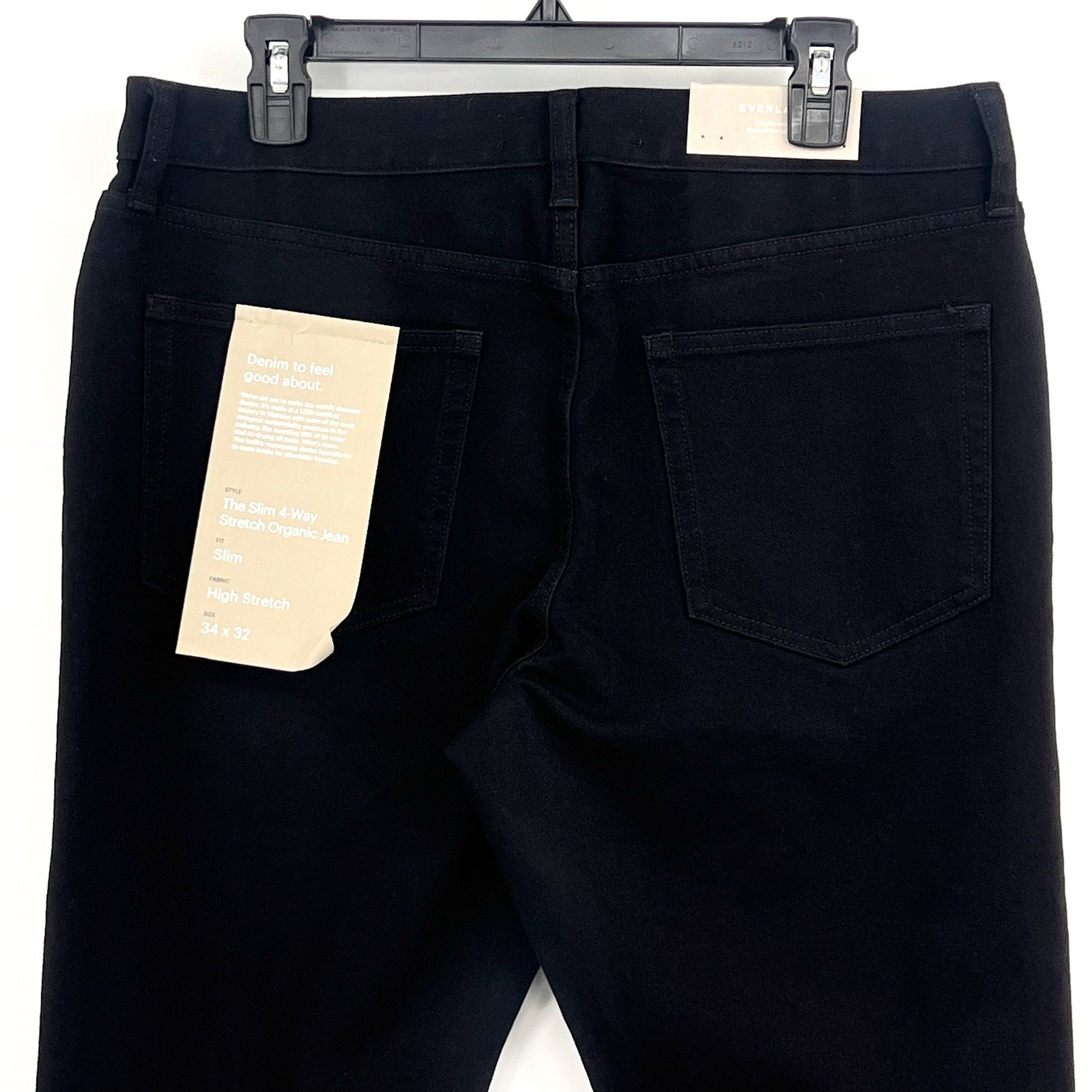EVERLANE Uniform Men's Slim Jeans 34x32 Black 4-Way Stretch Organic NWT