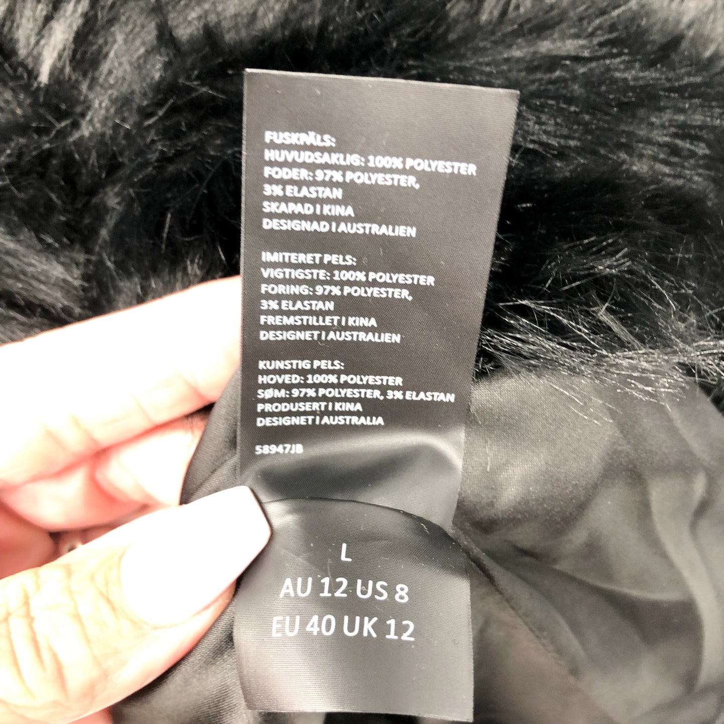 BARDOT Women's Logan Faux Fur Coat Jacket Large Black Long Sleeve NWT