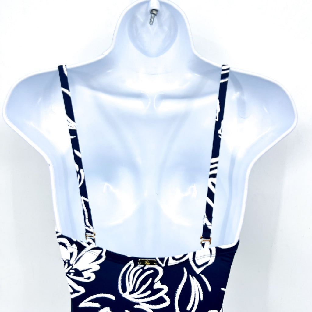 LAUREN RALPH LAUREN Allora Underwire OTS One Piece Sz 10 Blue White Floral NWT