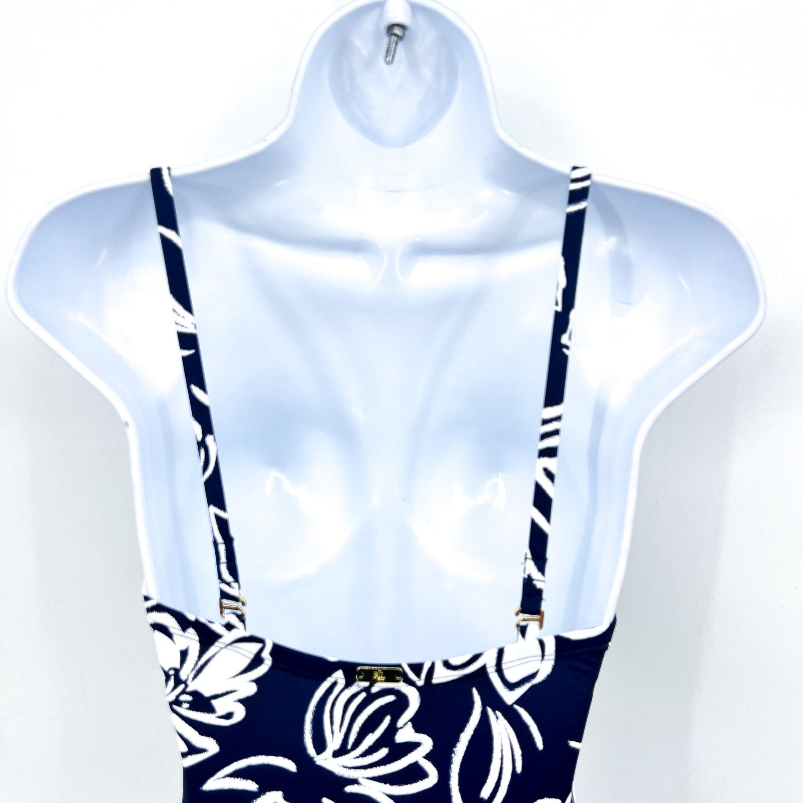 LAUREN RALPH LAUREN Allora Underwire OTS One Piece Sz 10 Blue White Floral NWT