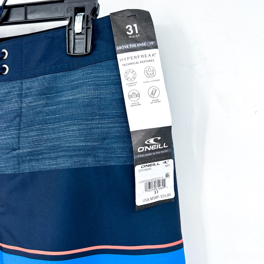 O'NEILL Men's Hyperfreak Heat Block 19" Boardshorts Size 31 Medium Navy Blue NWT
