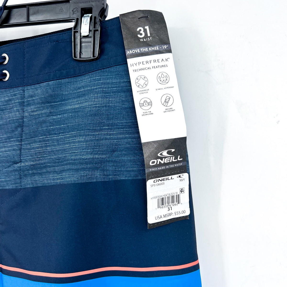 O'NEILL Men's Hyperfreak Heat Block 19" Boardshorts Size 31 Medium Navy Blue NWT