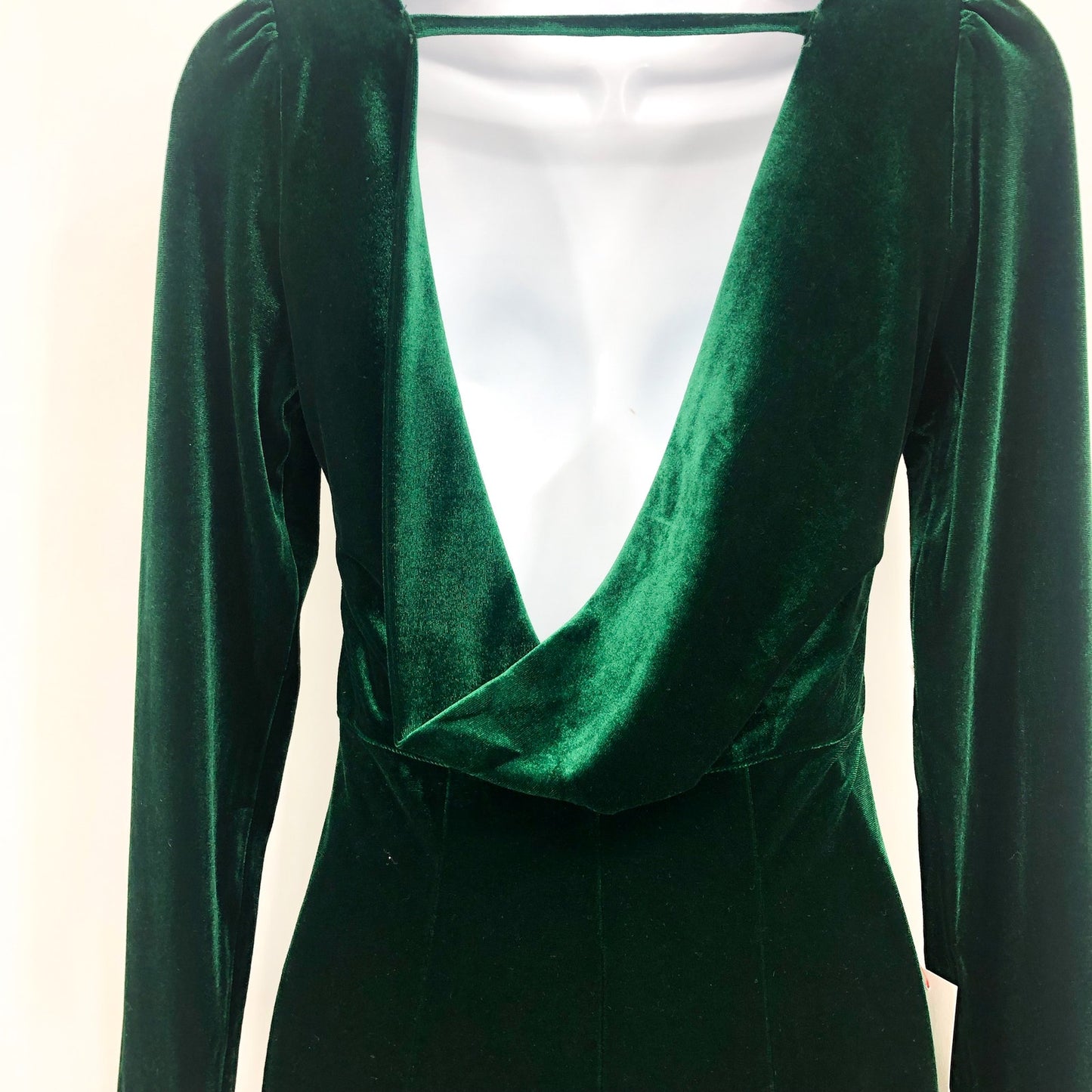 BARDOT Women's Kalani Cowl Back Velvet Dress US 4 Dark Green Long Sleeve NWT
