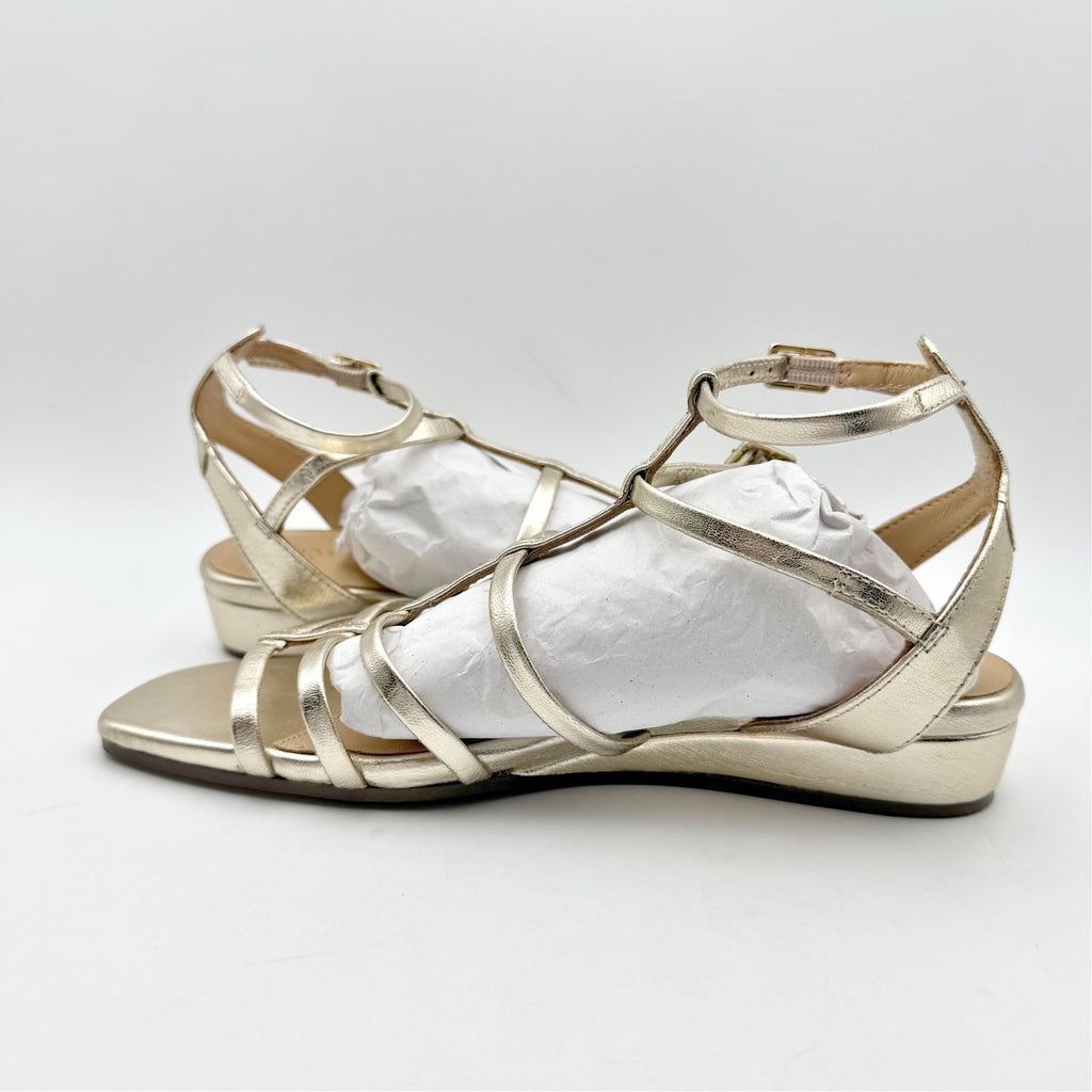 Seychelles Womens Luxurious Wedge Sandals US 6 Gold Leather Gladiator NWOB