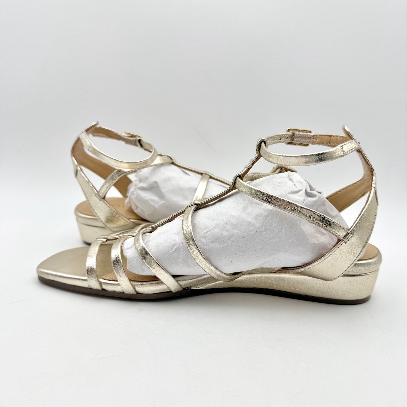 Seychelles Womens Luxurious Wedge Sandals US 6 Gold Leather Gladiator NWOB