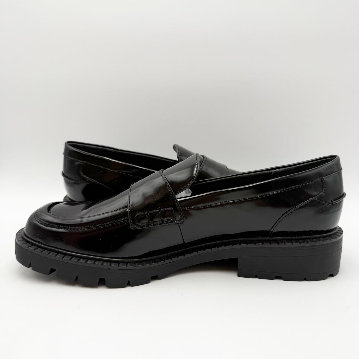 Franco Sarto Womens Darby Loafers Size 10 M EU 41 Black Faux Patent NIB