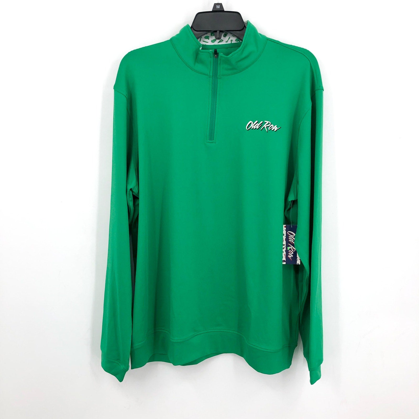 OLD ROW Men's Tailgate Quarter Zip Performance Pull Over Large Kelly Green NWT