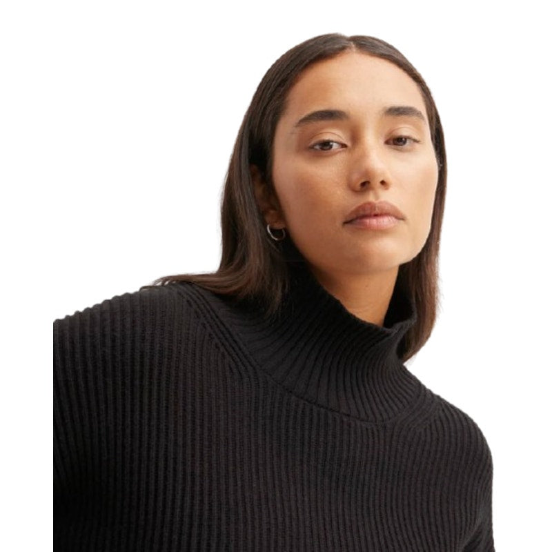 EVERLANE Women's The Organic Cotton Ribbed Turtleneck Sweater Large Black NWT