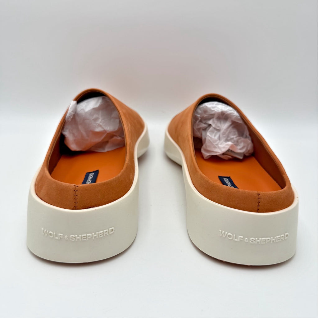Wolf & Shepherd Cruise Mule Slip On Shoes Mens 8 Womens 10 Orange Suede NIB