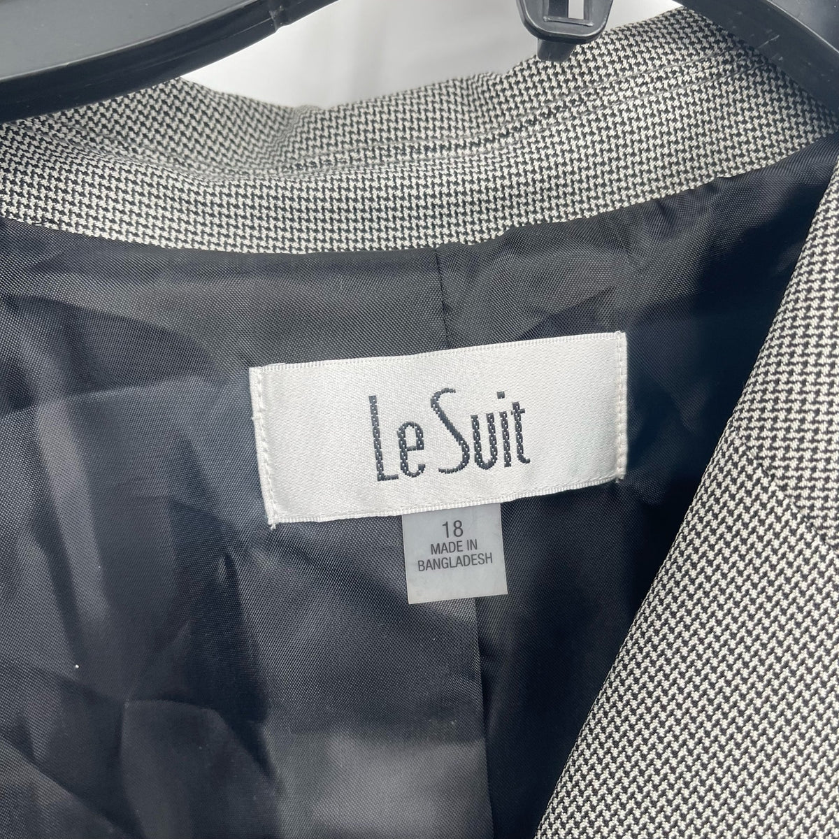 Le Suit Womens Flap-Pocket Contrast Suit Jacket Size 18 Grey Pattern Blazer NWT