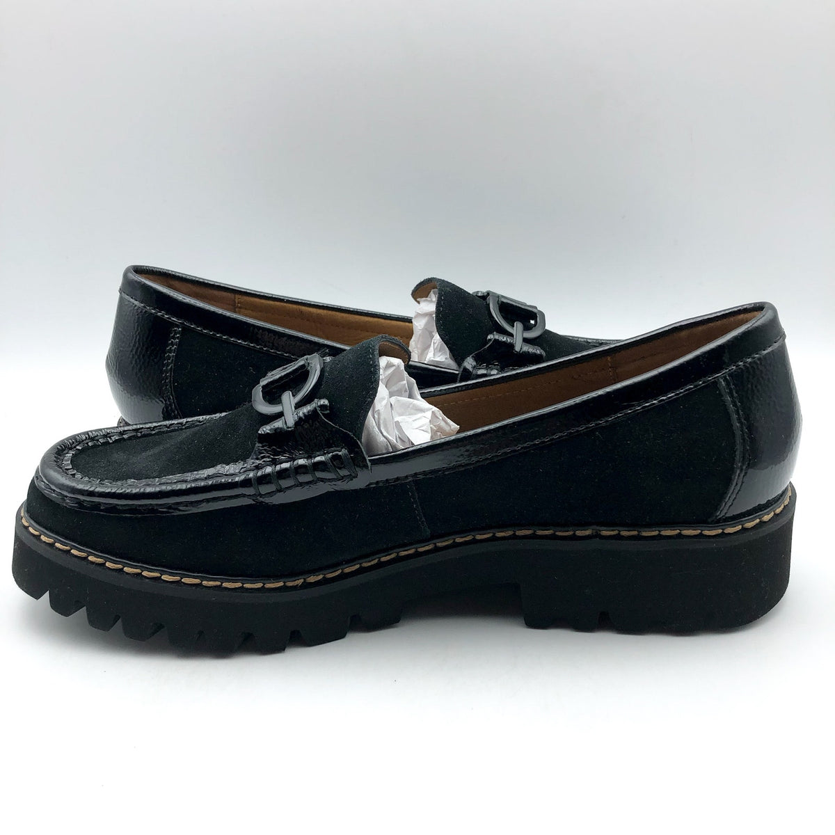 DONALD J. PLINER Women's Helio Loafers Size 7.5 Black Calf Suede NIB
