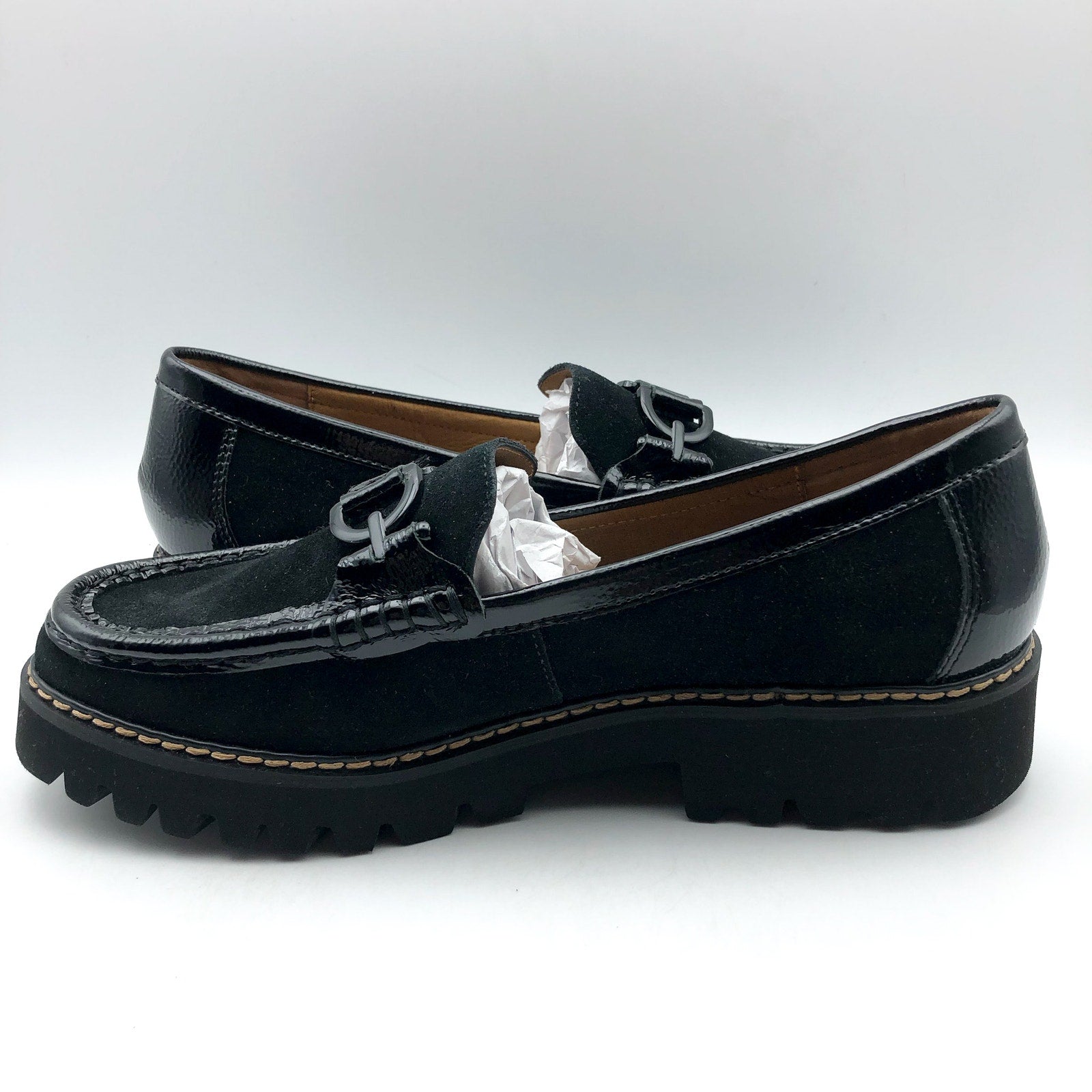 DONALD PLINER Women's Helio Loafers Size 7.5 Black Calf Suede NIB