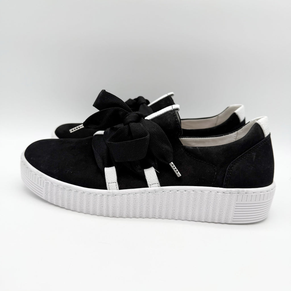 Gabor Womens 43.333 Platform Casual Sneakers US 8 UK 5.5 Black Leather NIB