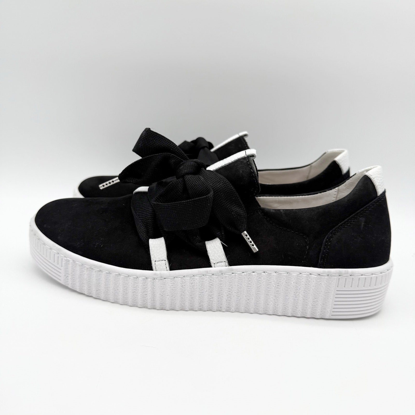 Gabor Womens 43.333 Platform Casual Sneakers US 8 UK 5.5 Black Leather NIB