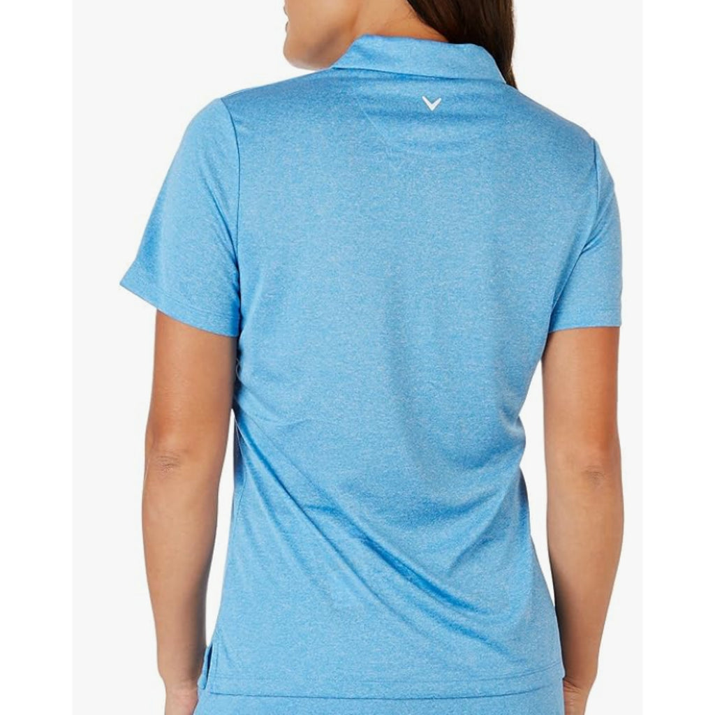 CALLAWAY Womens Golf Polo Shirt Large Blue Heather Quarter Zip Short Sleeve NWT