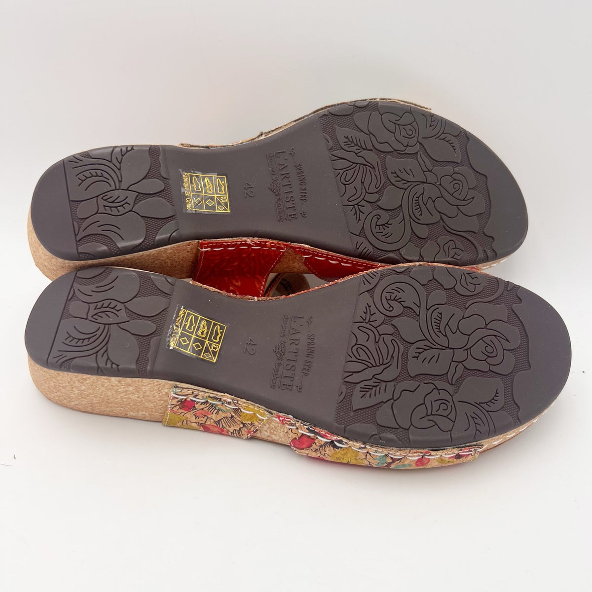 L'Artiste Womens Osuna Wedge Sandals EU 42 US 11 Red Leather NIB
