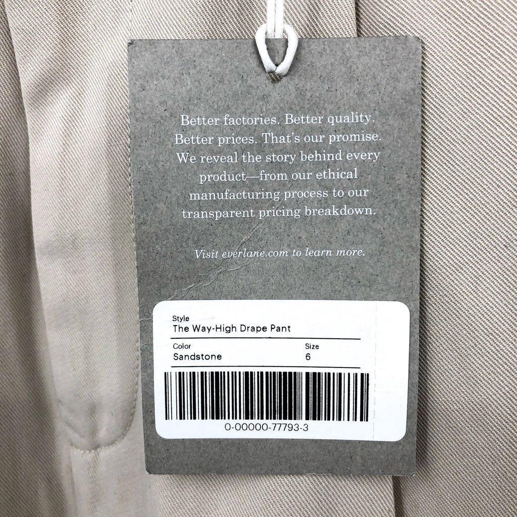 Everlane Womens Way High Drape Pants Size 6 Khaki 30" Inseam Sandstone NWT